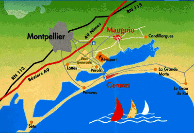 plan d'acces a la ville de Carnon